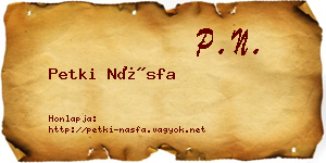Petki Násfa névjegykártya